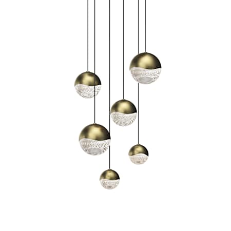 Sonneman Grapes 6 Light 12" Wide LED Suspension Multi Light Pendant Brass