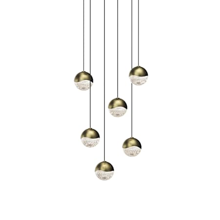Sonneman Grapes 6 Light 11" Wide LED Suspension Multi Light Pendant Brass