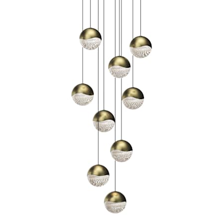 Sonneman Grapes 9 Light 14" Wide LED Suspension Multi Light Pendant Brass