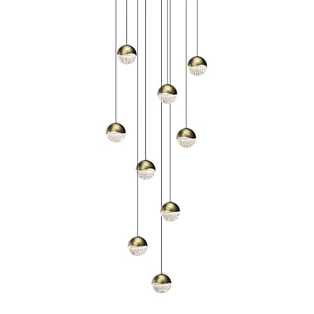 Sonneman Grapes 9 Light 13" Wide LED Suspension Multi Light Pendant Brass
