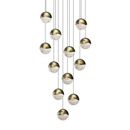 Sonneman Grapes 12 Light 17" Wide LED Suspension Multi Light Pendant Brass