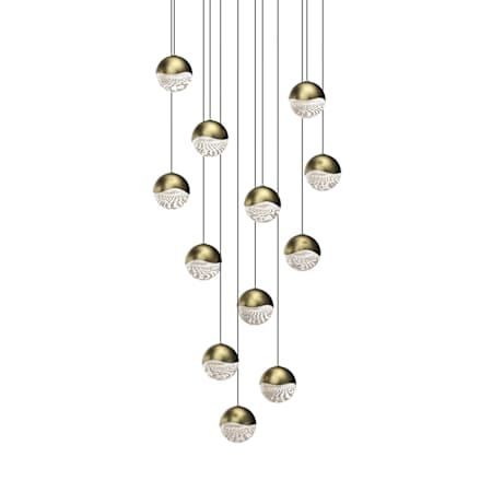 Sonneman Grapes 12 Light 17" Wide LED Suspension Multi Light Pendant Brass