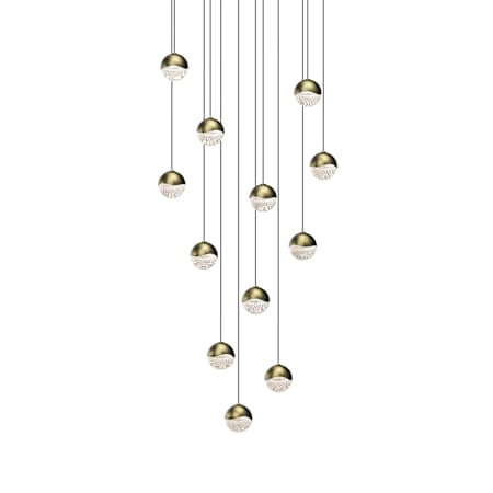 Sonneman Grapes 12 Light 16" Wide LED Suspension Multi Light Pendant Brass