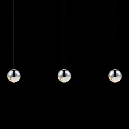 Sonneman Grapes 3 Light 38" Wide LED Suspension Linear Pendant Polished Chrome