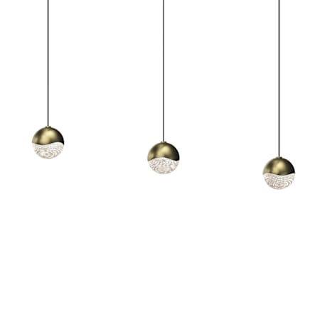 Sonneman Grapes 3 Light 37" Wide LED Suspension Linear Pendant Brass