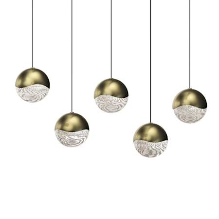 Sonneman Grapes 5 Light 38" Wide LED Suspension Linear Pendant Brass