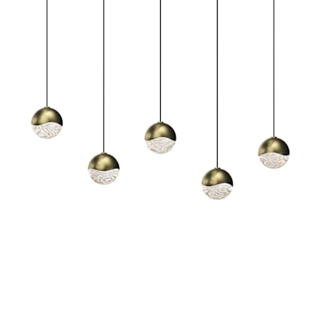Sonneman Grapes 5 Light 37" Wide LED Suspension Linear Pendant Brass