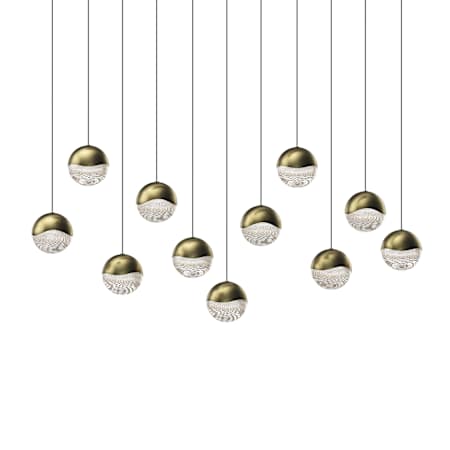 Sonneman Grapes 11 Light 38" Wide LED Suspension Linear Pendant Brass