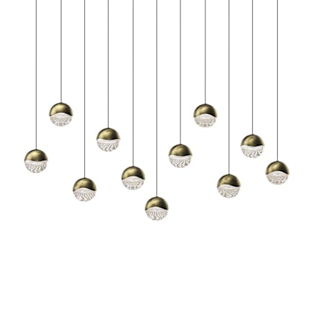 Sonneman Grapes 11 Light 37" Wide LED Suspension Linear Pendant Brass