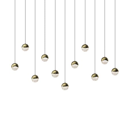 Sonneman Grapes 11 Light 37" Wide LED Suspension Linear Pendant Brass