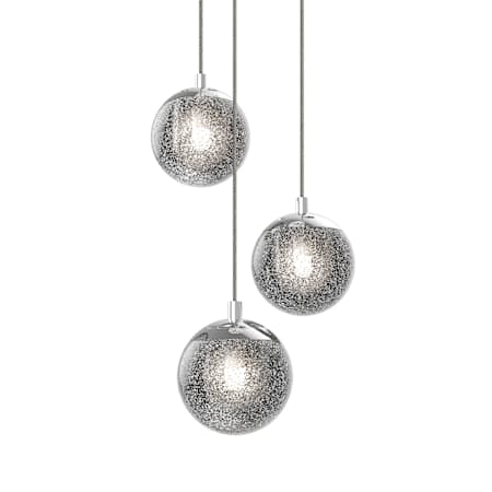 Sonneman Champagne Bubbles 3 Light 8-1/2" Wide LED Multi Light Pendant with Seeded Glass Shades Polished Chrome