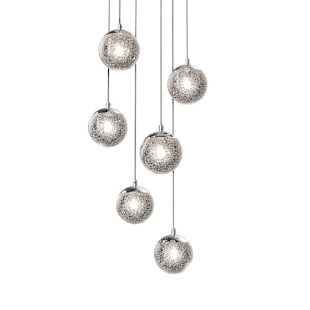 Sonneman Champagne Bubbles 6 Light 12" Wide LED Multi Light Pendant with Seeded Glass Shades Polished Chrome