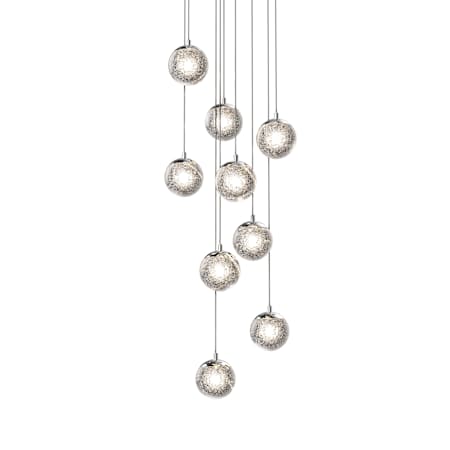 Sonneman Champagne Bubbles 9 Light 14" Wide LED Multi Light Pendant with Seeded Glass Shades Polished Chrome