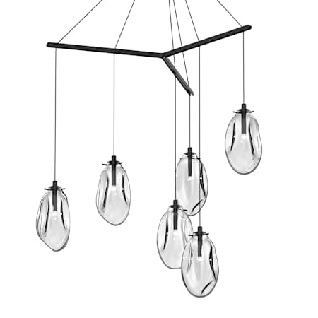 Sonneman Liquid 6 Light 39-1/4" Wide Full Sized Pendant Satin Black / Clear