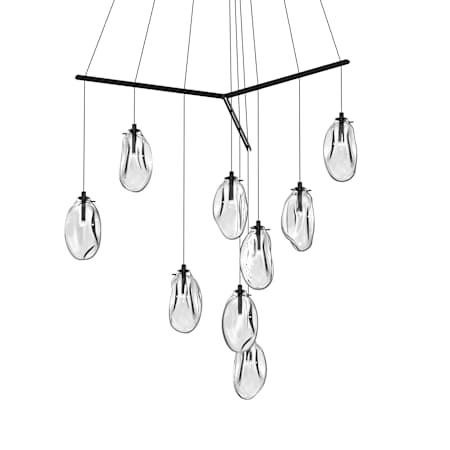 Sonneman Liquid 9 Light 51" Wide Full Sized Pendant Satin Black / Clear