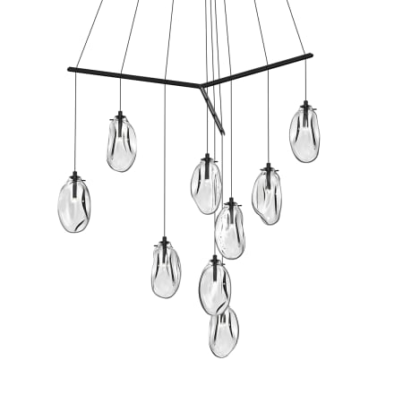 Sonneman Liquid 9 Light 51" Wide Full Sized Pendant Satin Black / Clear