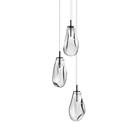Sonneman Liquid 3 Light 22-1/2" Wide Full Sized Pendant Satin Black / Clear