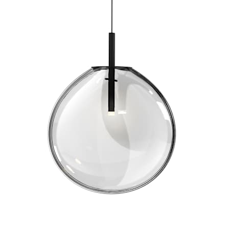 Sonneman Cantina Single Light 15" Wide Full Sized Pendant Satin Black / Clear
