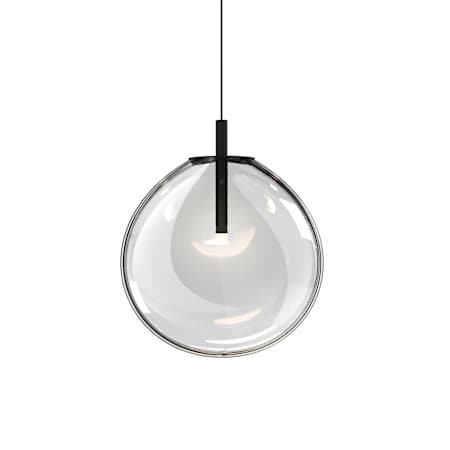 Sonneman Cantina Single Light 12" Wide Full Sized Pendant Satin Black / Clear