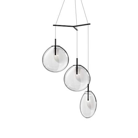 Sonneman Cantina 3 Light 36" Wide Full Sized Pendant Satin Black / Clear