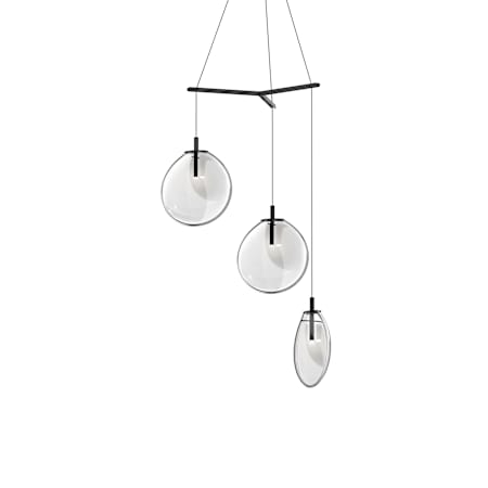 Sonneman Cantina 3 Light 33" Wide Full Sized Pendant Satin Black / Clear