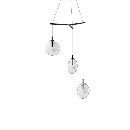 Sonneman Cantina 3 Light 30" Wide Full Sized Pendant Satin Black / Clear