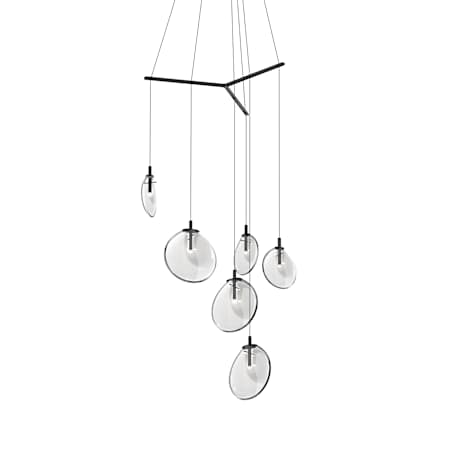 Sonneman Cantina 6 Light 42" Wide Full Sized Pendant Satin Black / Clear