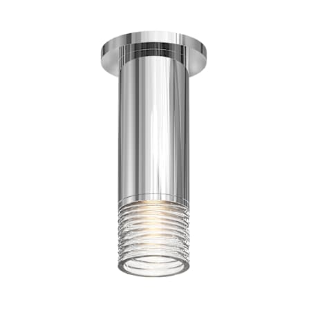 Sonneman ALC Single Light 9" Tall Integrated LED Flush Mount Ceiling Fixture Polished Chrome / Clear Ribbon Glass