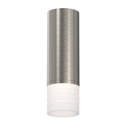Sonneman ALC Single Light 9" Tall Integrated LED Flush Mount Ceiling Fixture with Ribbed Glas Satin Nickel / Etched Ribbon Glass