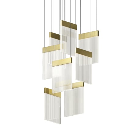 Sonneman V Panels 17" Wide Suspension Multi Light Pendant Brass / Clear