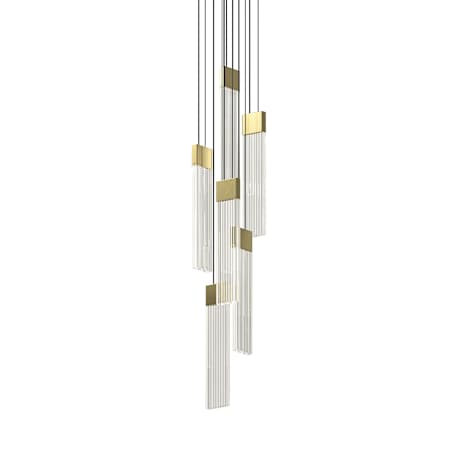 Sonneman V Panels 7" Wide Suspension Multi Light Pendant Brass / Clear