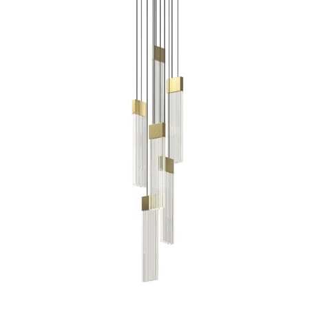 Sonneman V Panels 7" Wide Suspension Multi Light Pendant Brass / Clear