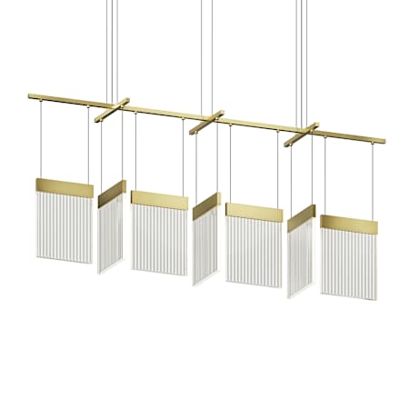 Sonneman V Panels 56" Wide Suspension Linear Pendant Brass / Clear