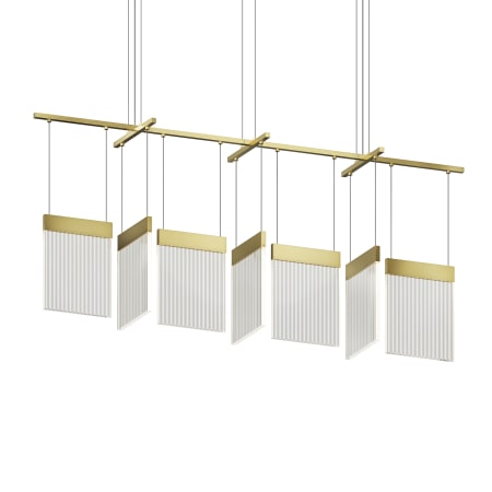 Sonneman V Panels 56" Wide Suspension Linear Pendant Brass / Clear
