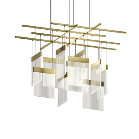 Sonneman V Panels 47" Wide Suspension Multi Light Pendant Brass / Clear