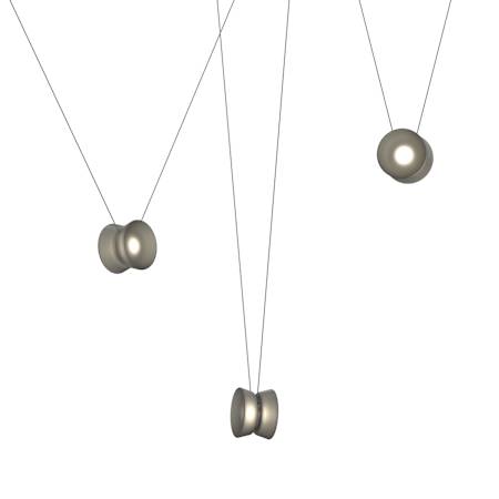 Sonneman Yo-Yo 79" Wide LED Multi Light Pendant with Smoke Glass Shades Natural Anodized