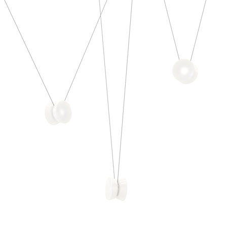Sonneman Yo-Yo 79" Wide LED Multi Light Pendant with White Glass Shades Natural Anodized