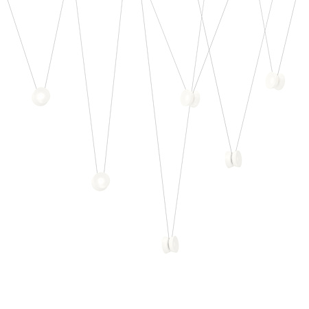 Sonneman Yo-Yo 156" Wide LED Multi Light Pendant with White Glass Shades Natural Anodized