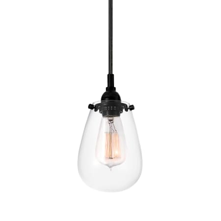 Sonneman Chelsea 1 Light Pendant with Clear Shade Satin Black