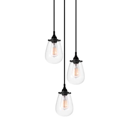 Sonneman Chelsea 3 Light Pendant with Clear Shade Satin Black