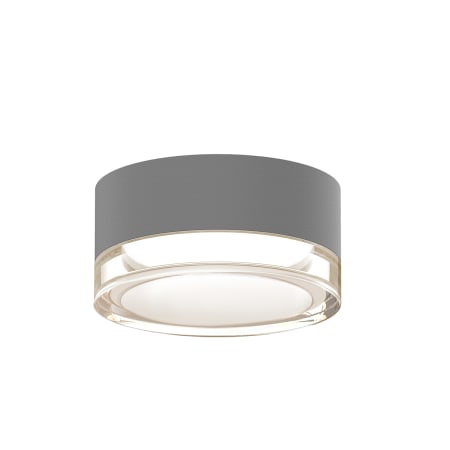Sonneman REALS Single Light 5" Wide Integrated LED Outdoor Flush Mount Drum Ceiling Fixture with Clear Lens Textured Gray