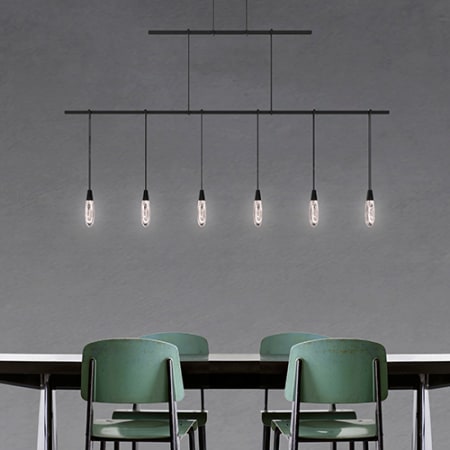 Sonneman Suspenders LED 2-Tier Linear Pendant Satin Black / RP08 - Crystal Teardrop