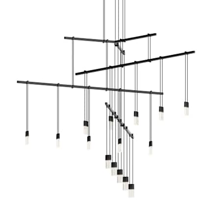 Sonneman Suspenders LED 4-Tier Tri-Bar Multi Light Pendant Satin Black / RP01 - Crystal Chiclet