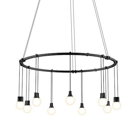 Sonneman Suspenders LED Single Ring Multi Light Pendant Satin Black / RP03 - Ball
