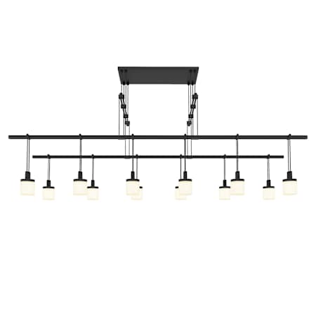 Sonneman Suspenders LED 2-Tier Tandem Linear Pendant Satin Black / RP06 - Drum