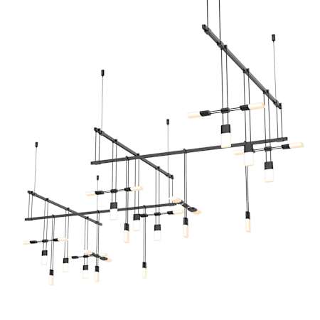 Sonneman Suspenders LED 5-Bar Zig Zag Multi Light Pendant Satin Black / SC02 - Etched Chiclet Cluster