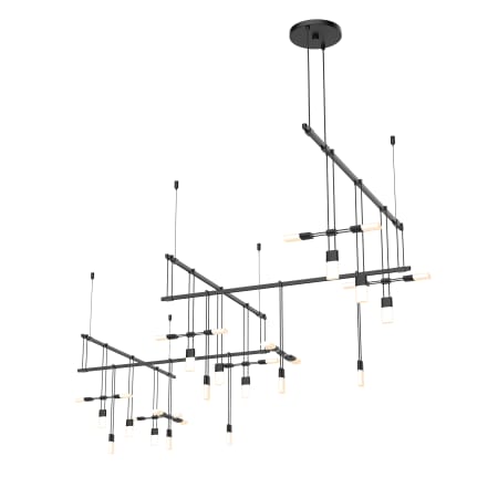Sonneman Suspenders LED 5-Bar Zig Zag Multi Light Pendant Satin Black / SC02 - Etched Chiclet Cluster
