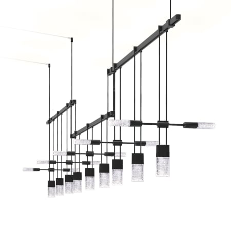 Sonneman Suspenders LED 3-Bar Offset Linear Pendant Satin Black / SC01 - Crystal Chiclet Cluster