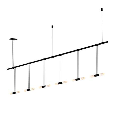 Sonneman Suspenders LED 2-Bar In-Line Linear Pendant Satin Black / RP13 - Crystal Double Rod