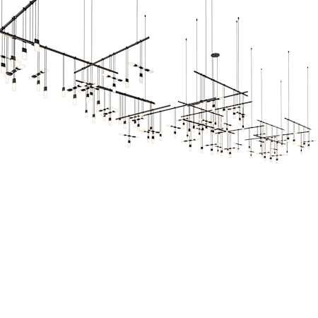 Sonneman Suspenders 4-Tier Gallery Matrix LED Lighting System Satin Black / SC02 - Etched Chiclet Cluster